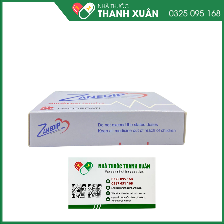 Zanedip 10mg - Thuốc trị tăng huyết áp vô căn
